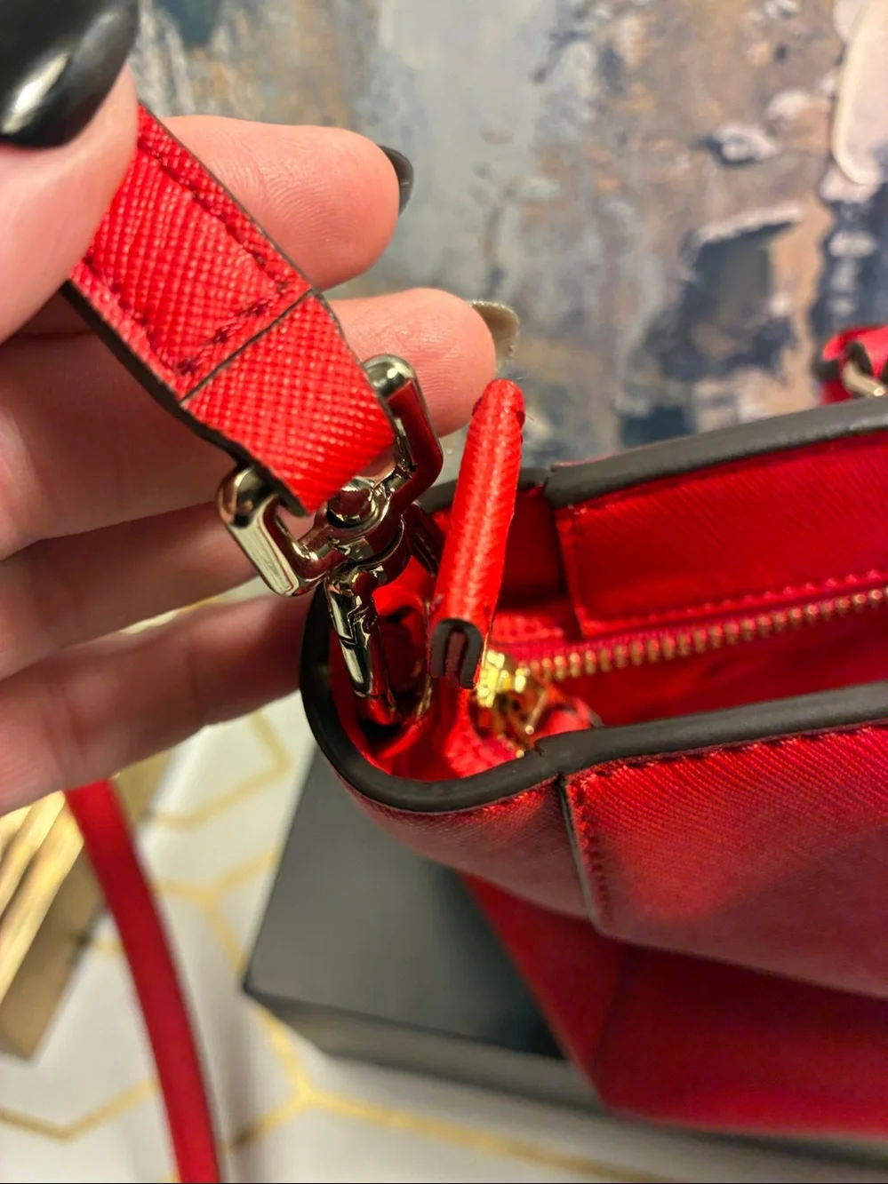NWOT Tory Burch Bright Red Robinson Leather Satchel with Detachable Strap